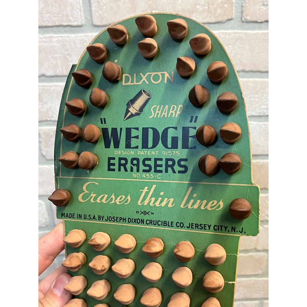 Vintage 1900s Dixon Wedge Pencil Erasers Advertising Store Display Sign Card NOS