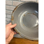Antique Primitive Graniteware Enamelware Gray Round Bowl/ Pan/ Farmhouse/ Kitchen Decor, Grey