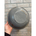 Antique Primitive Graniteware Enamelware Gray Round Bowl/ Pan/ Farmhouse/ Kitchen Decor, Grey