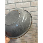 Antique Primitive Graniteware Enamelware Gray Round Bowl/ Pan/ Farmhouse/ Kitchen Decor, Grey