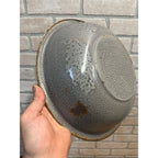 Antique Primitive Graniteware Enamelware Gray Round Bowl/ Pan/ Farmhouse/ Kitchen Decor, Grey