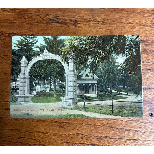 Vintage c1910 Hillside Cemetery Whitewater Wisconsin Wis Original Postcard WI