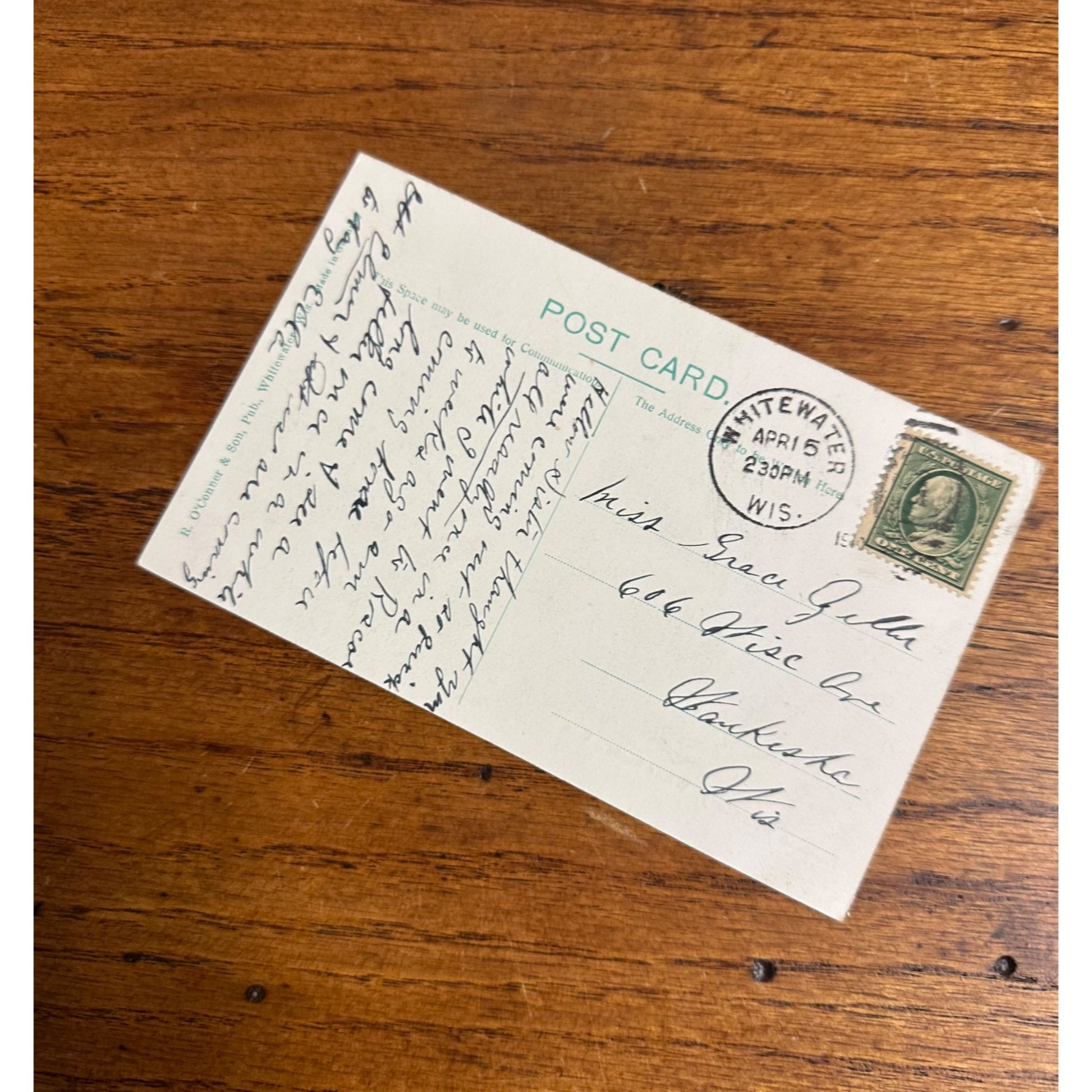 Vintage c1910 Hillside Cemetery Whitewater Wisconsin Wis Original Postcard WI