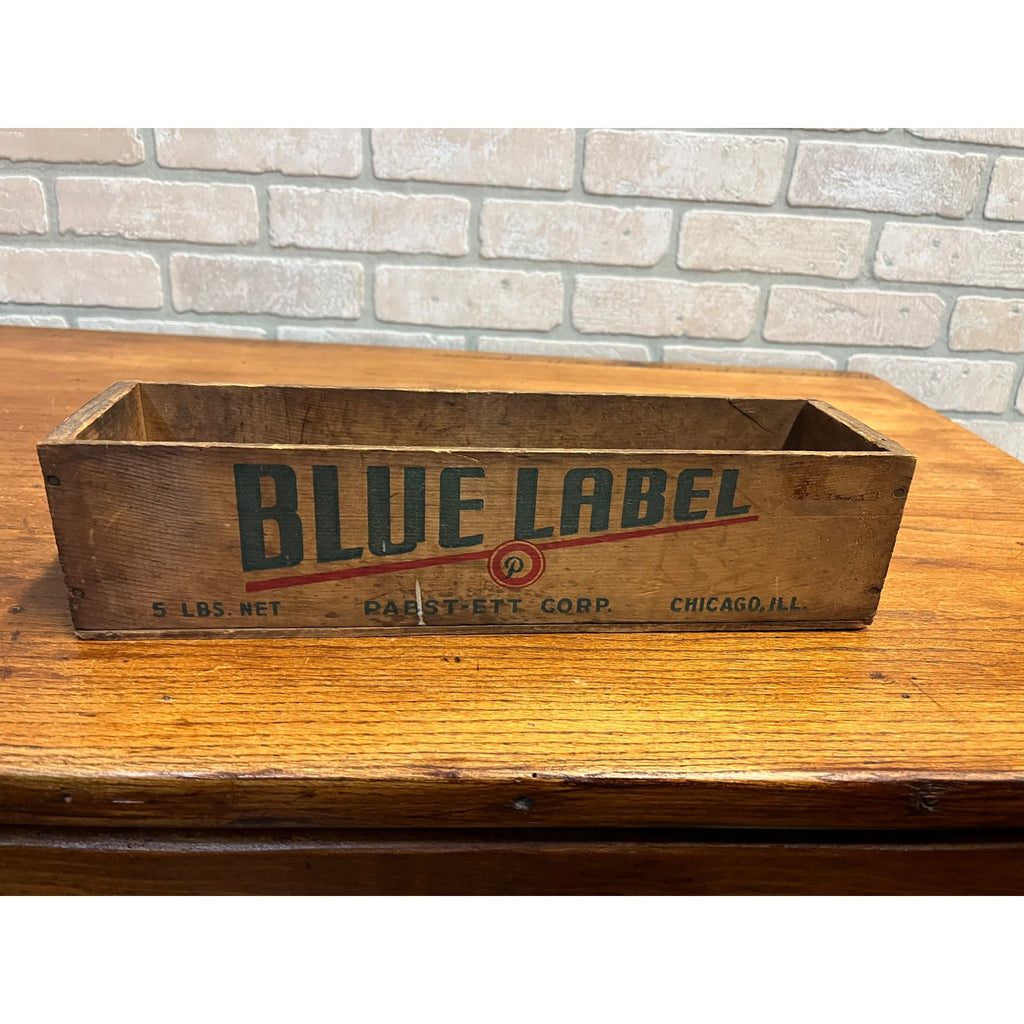 Vintage Blue Label Pabst-Ett Pabst Beer Prohibition Wooden Cheese Box 5 lbs