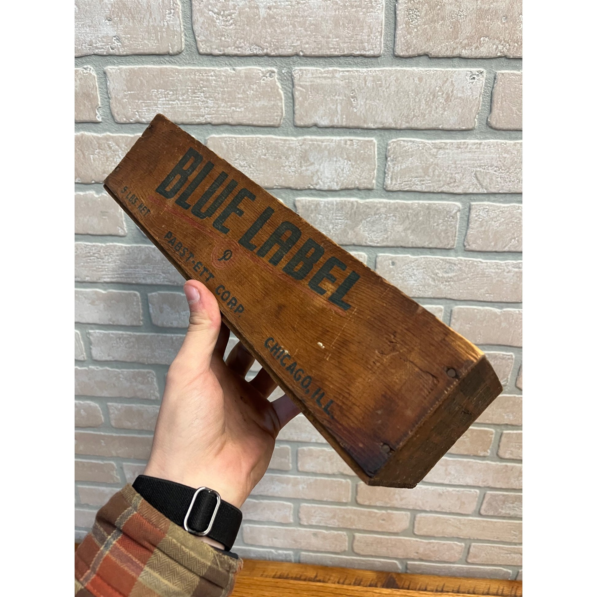Vintage Blue Label Pabst-Ett Pabst Beer Prohibition Wooden Cheese Box 5 lbs
