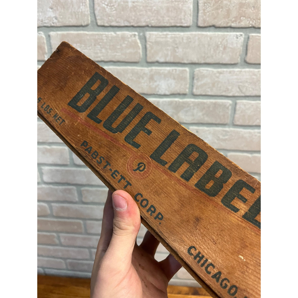Vintage Blue Label Pabst-Ett Pabst Beer Prohibition Wooden Cheese Box 5 lbs