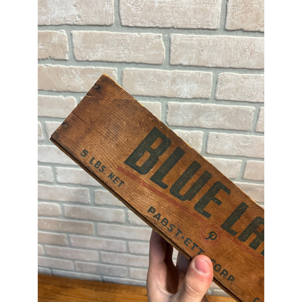 Vintage Blue Label Pabst-Ett Pabst Beer Prohibition Wooden Cheese Box 5 lbs