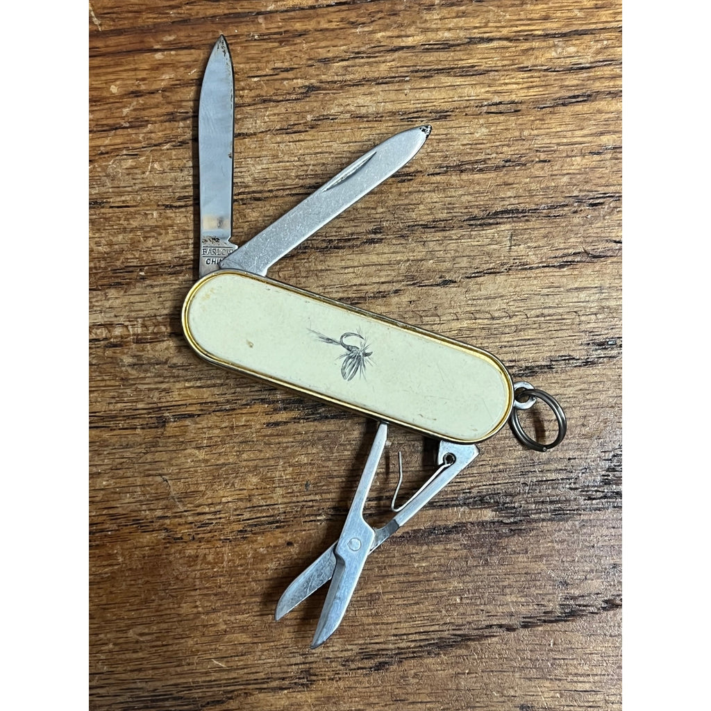 Barlow Pen Knife Folding 2 Blade Pocket Knife Scrimshaw Fly Fishing