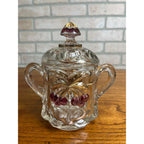 Vintage Rare Northwood Glass EAPG Cherry Lattice Breakfast Set Sugar Creamer Butter