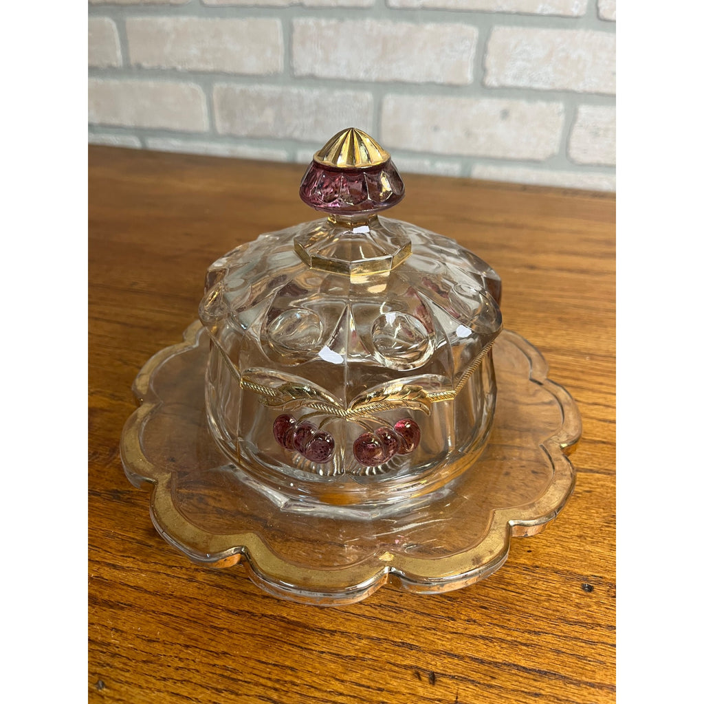 Vintage Rare Northwood Glass EAPG Cherry Lattice Breakfast Set Sugar Creamer Butter
