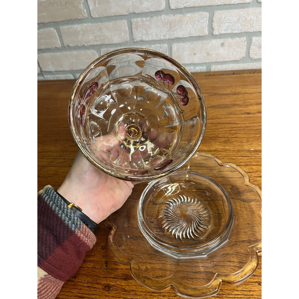 Vintage Rare Northwood Glass EAPG Cherry Lattice Breakfast Set Sugar Creamer Butter