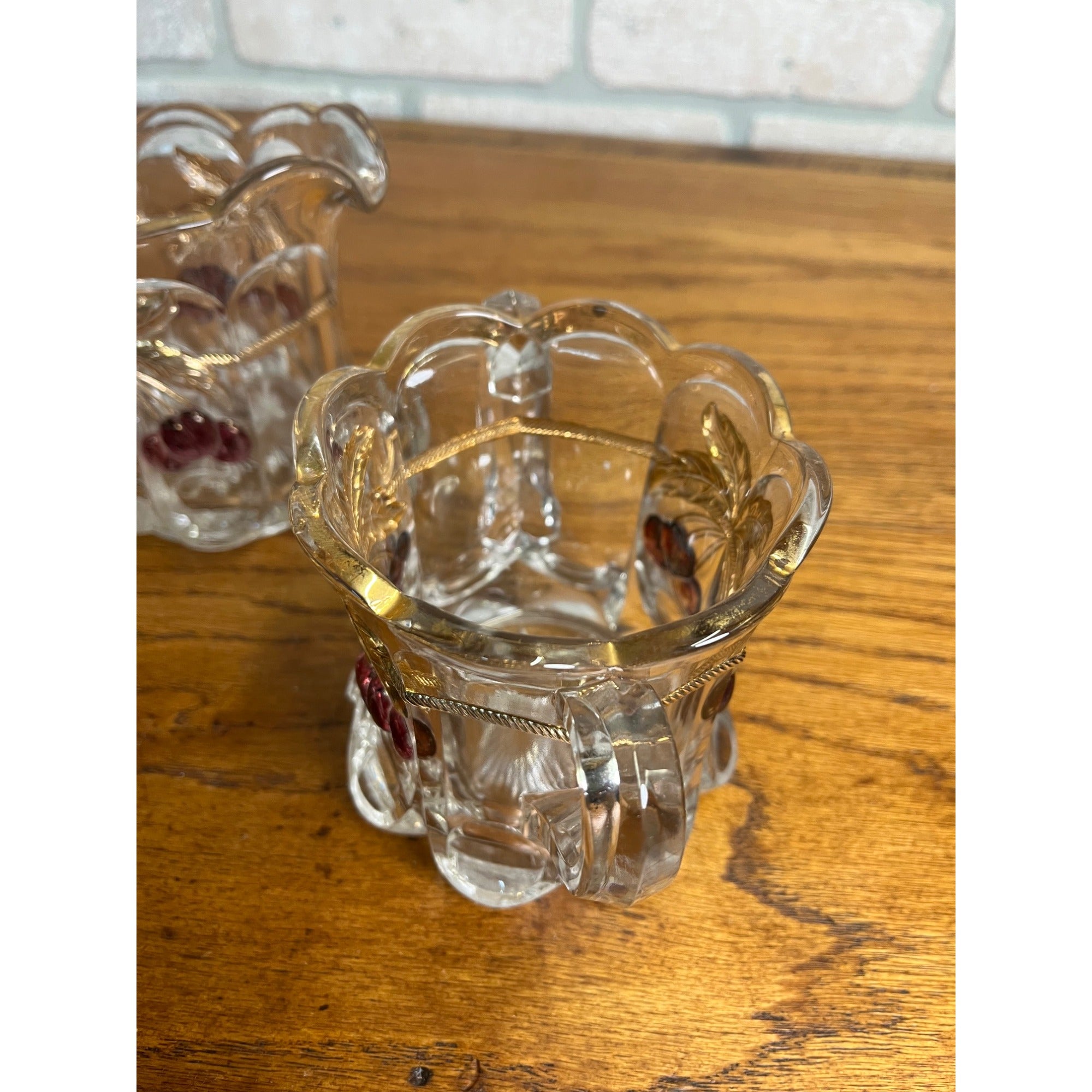 Vintage Rare Northwood Glass EAPG Cherry Lattice Breakfast Set Sugar Creamer Butter