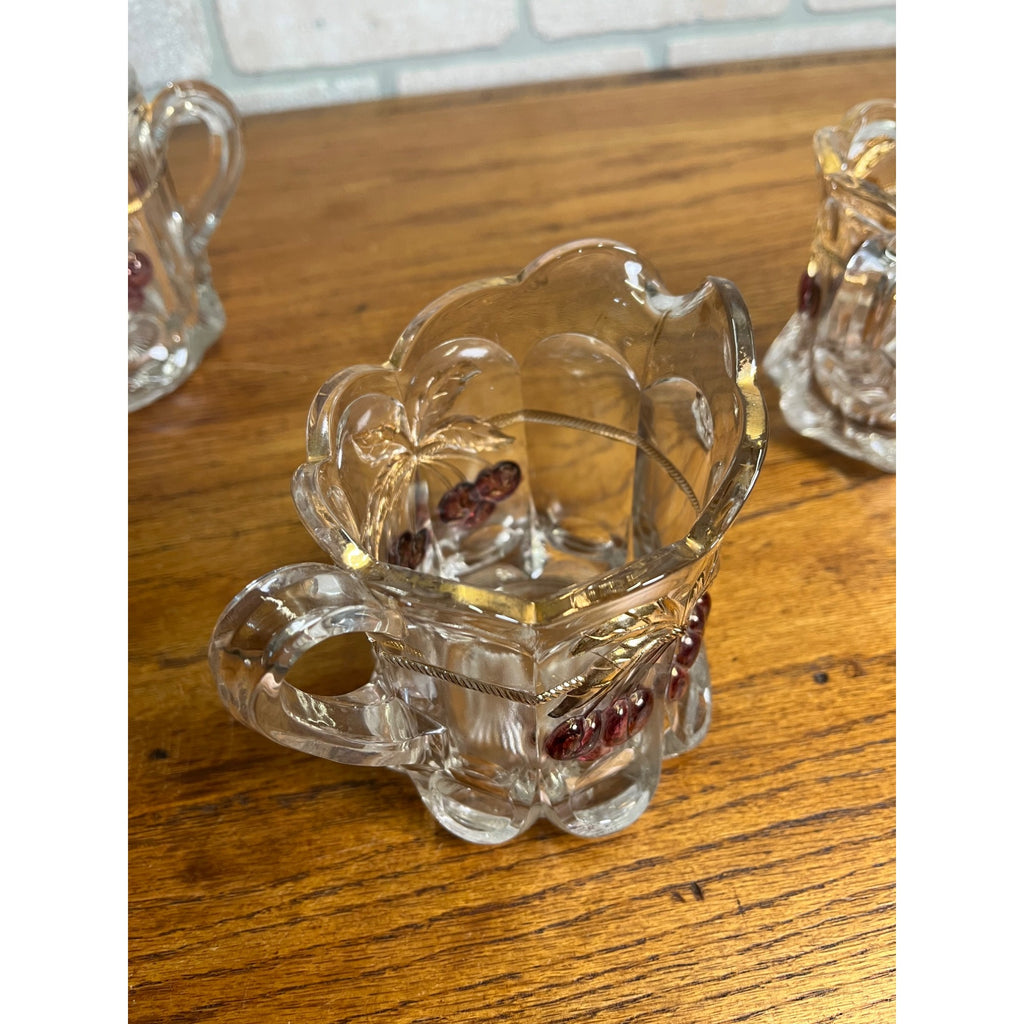 Vintage Rare Northwood Glass EAPG Cherry Lattice Breakfast Set Sugar Creamer Butter