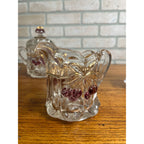 Vintage Rare Northwood Glass EAPG Cherry Lattice Breakfast Set Sugar Creamer Butter