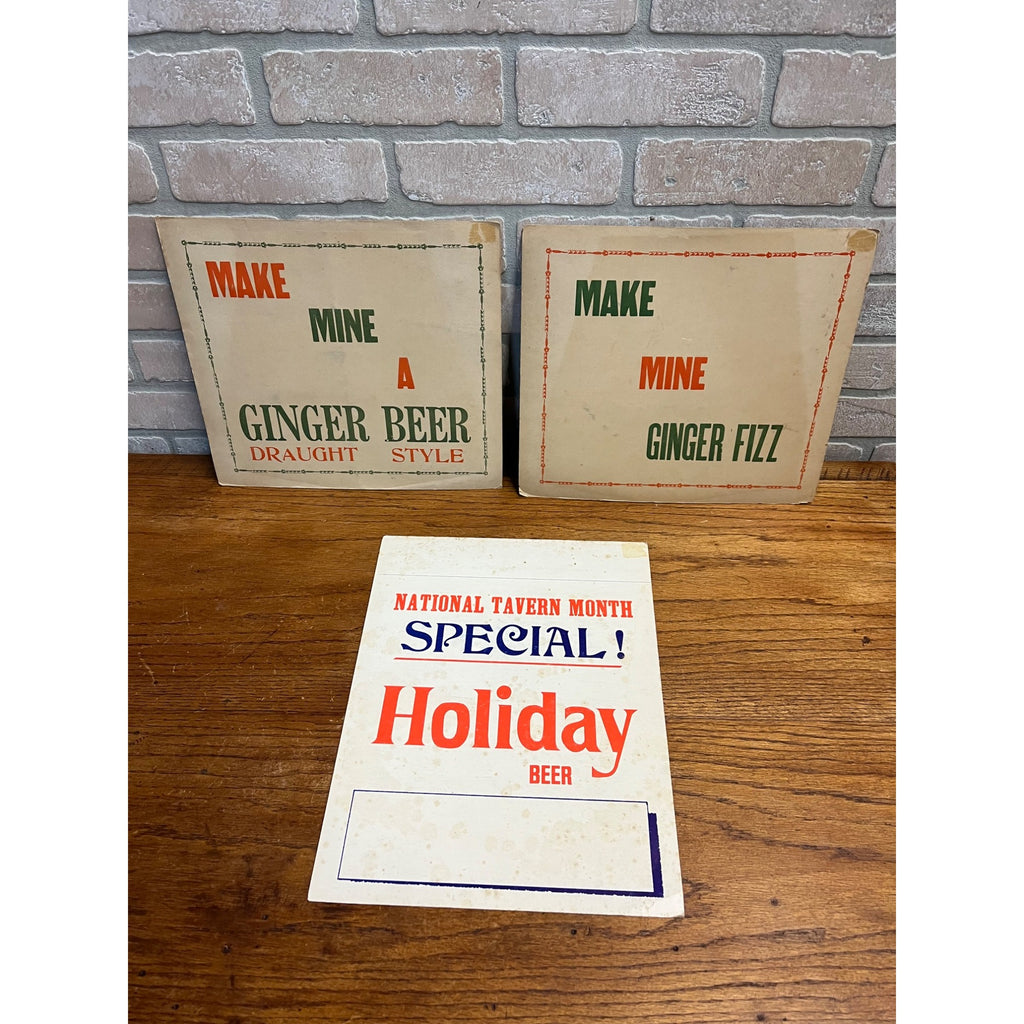 Vintage 1930s Bar Tavern Advertising Signs Ginger Fizz Holiday Easelback