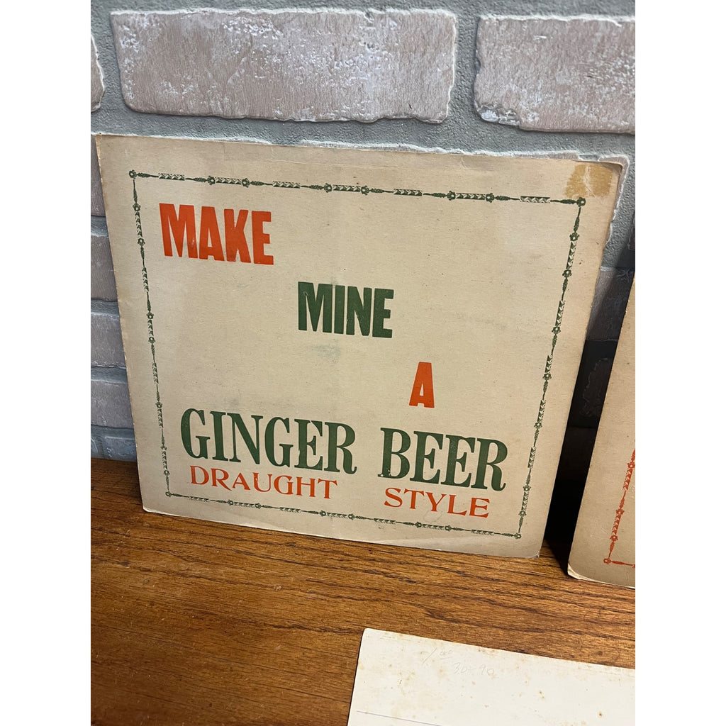 Vintage 1930s Bar Tavern Advertising Signs Ginger Fizz Holiday Easelback