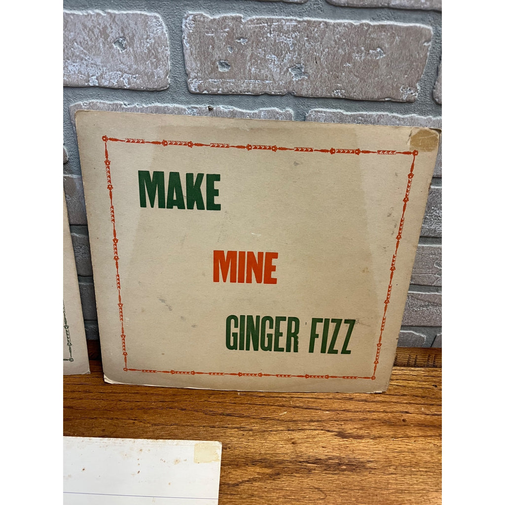 Vintage 1930s Bar Tavern Advertising Signs Ginger Fizz Holiday Easelback