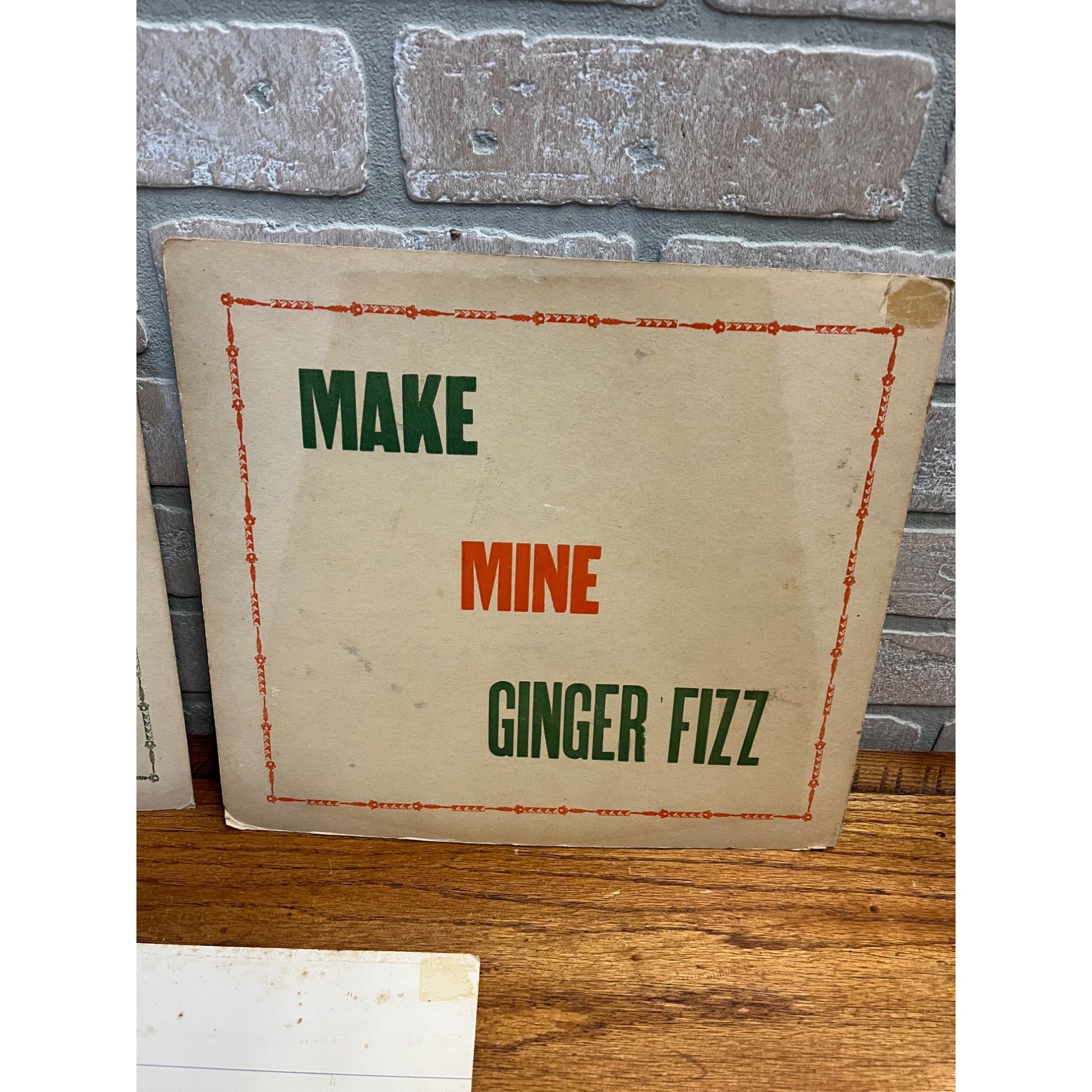 Vintage 1930s Bar Tavern Advertising Signs Ginger Fizz Holiday Easelback