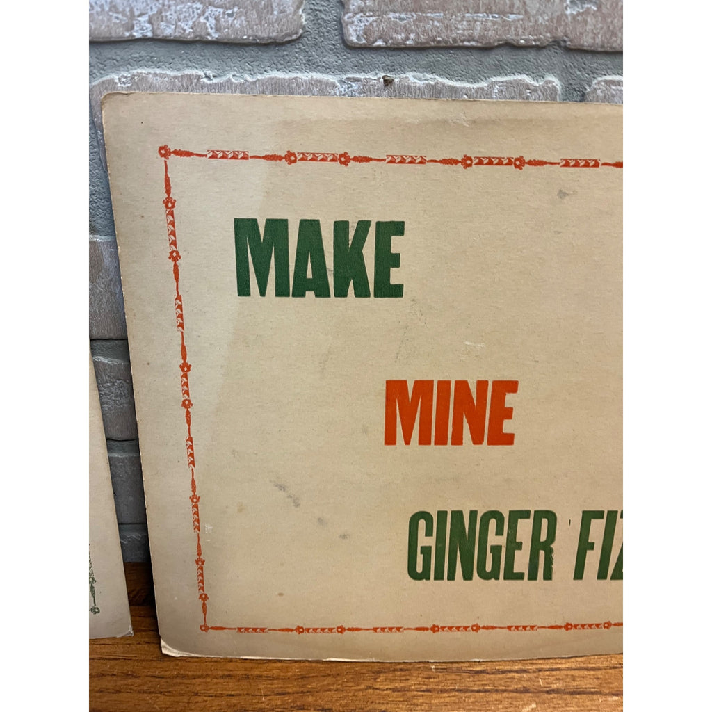 Vintage 1930s Bar Tavern Advertising Signs Ginger Fizz Holiday Easelback