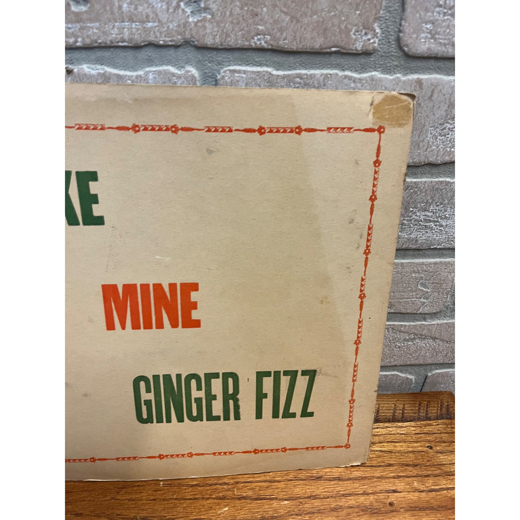 Vintage 1930s Bar Tavern Advertising Signs Ginger Fizz Holiday Easelback
