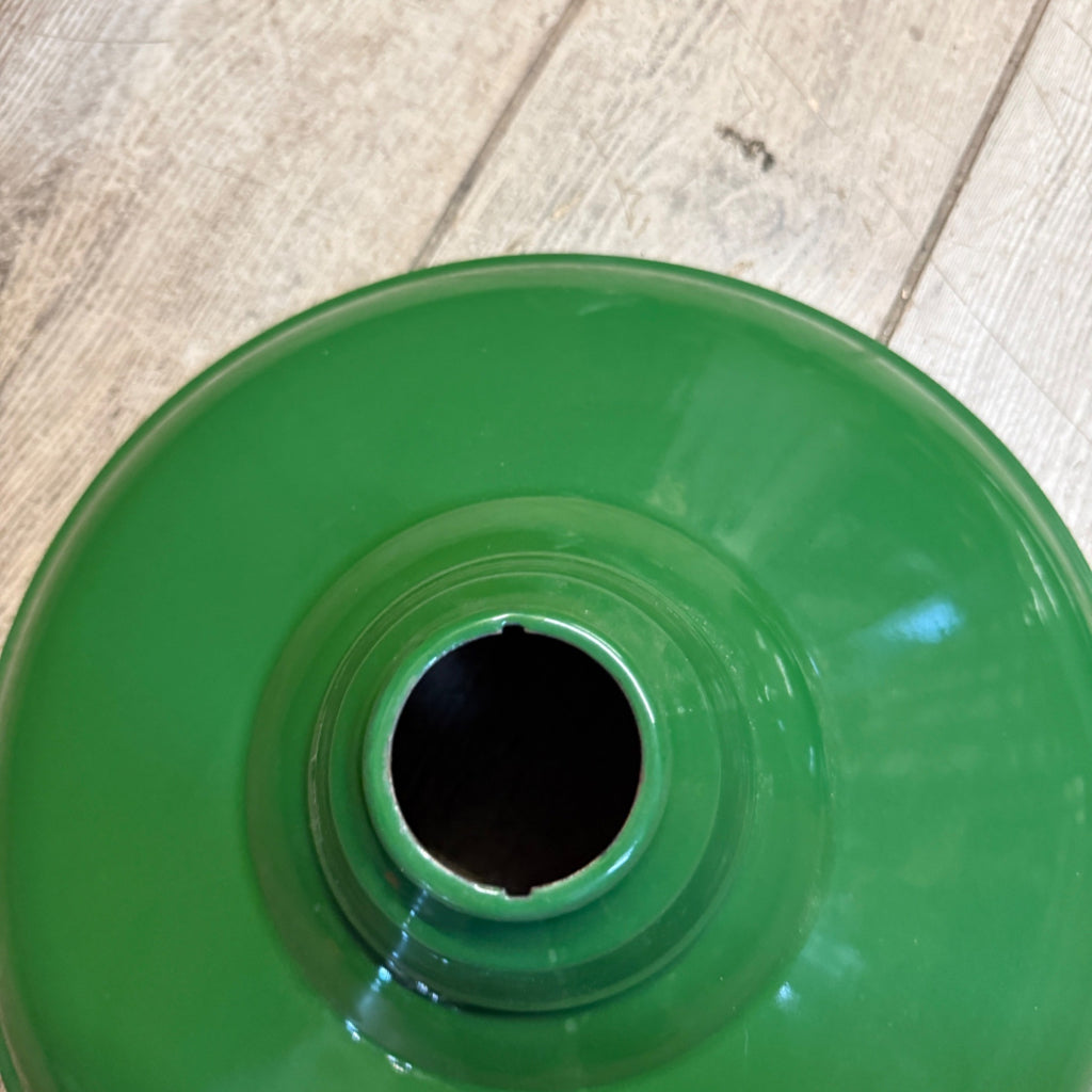 Vintage Pair 14" Green Porcelain Enamel Industrial Barn Light Gas Station Oil and Gas