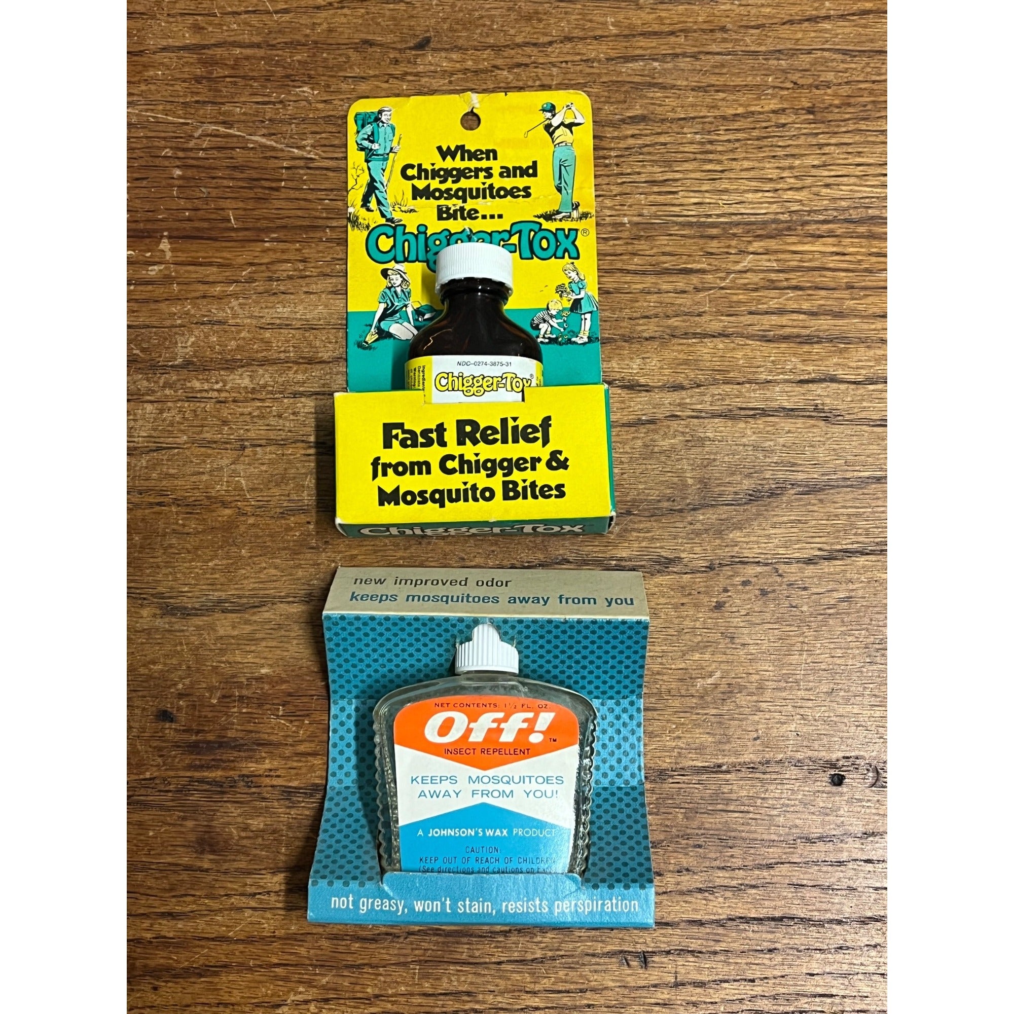 Vintage 1960s Chigger-Tox NOS Store Display Package Bottle Wood Ticks Camping