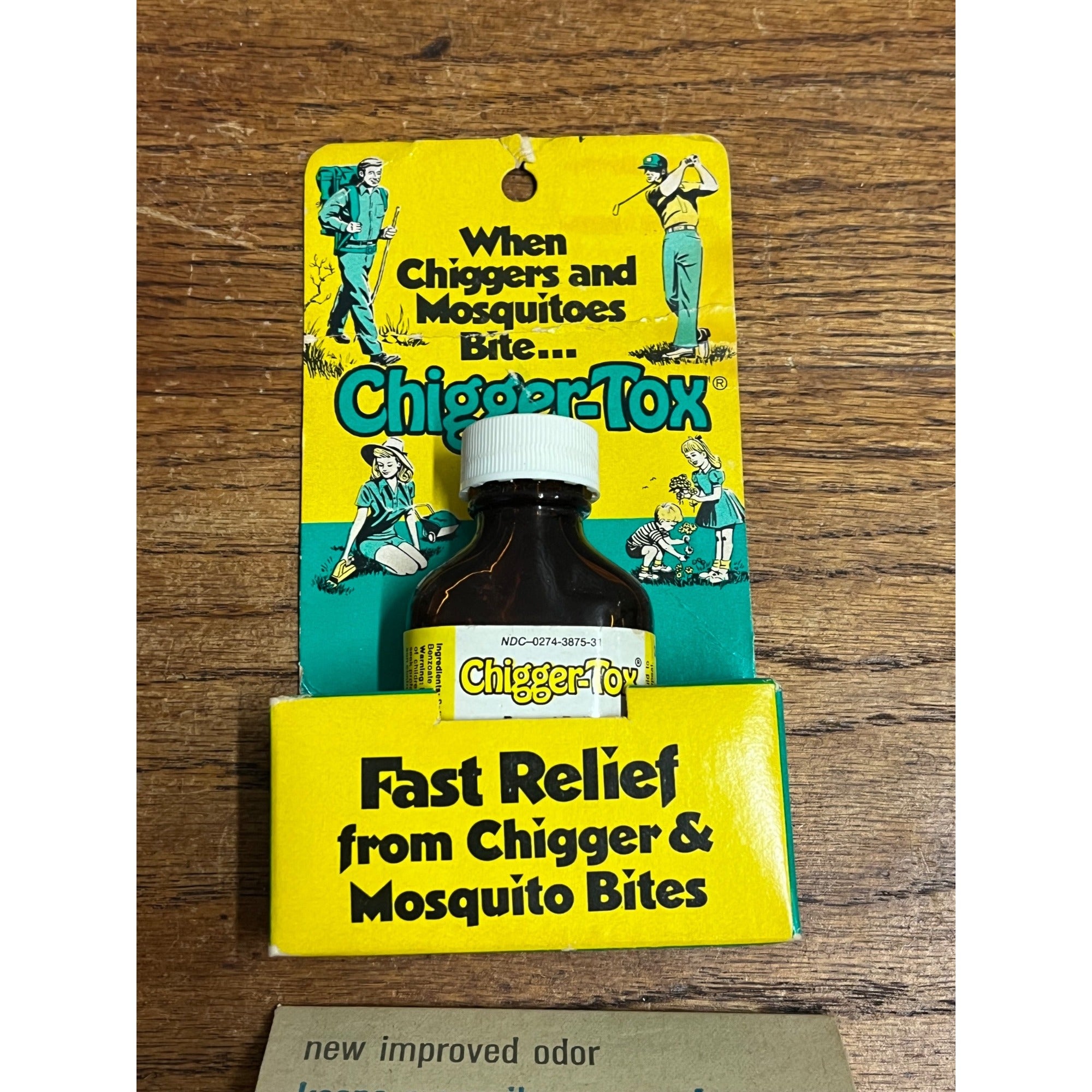 Vintage 1960s Chigger-Tox NOS Store Display Package Bottle Wood Ticks Camping