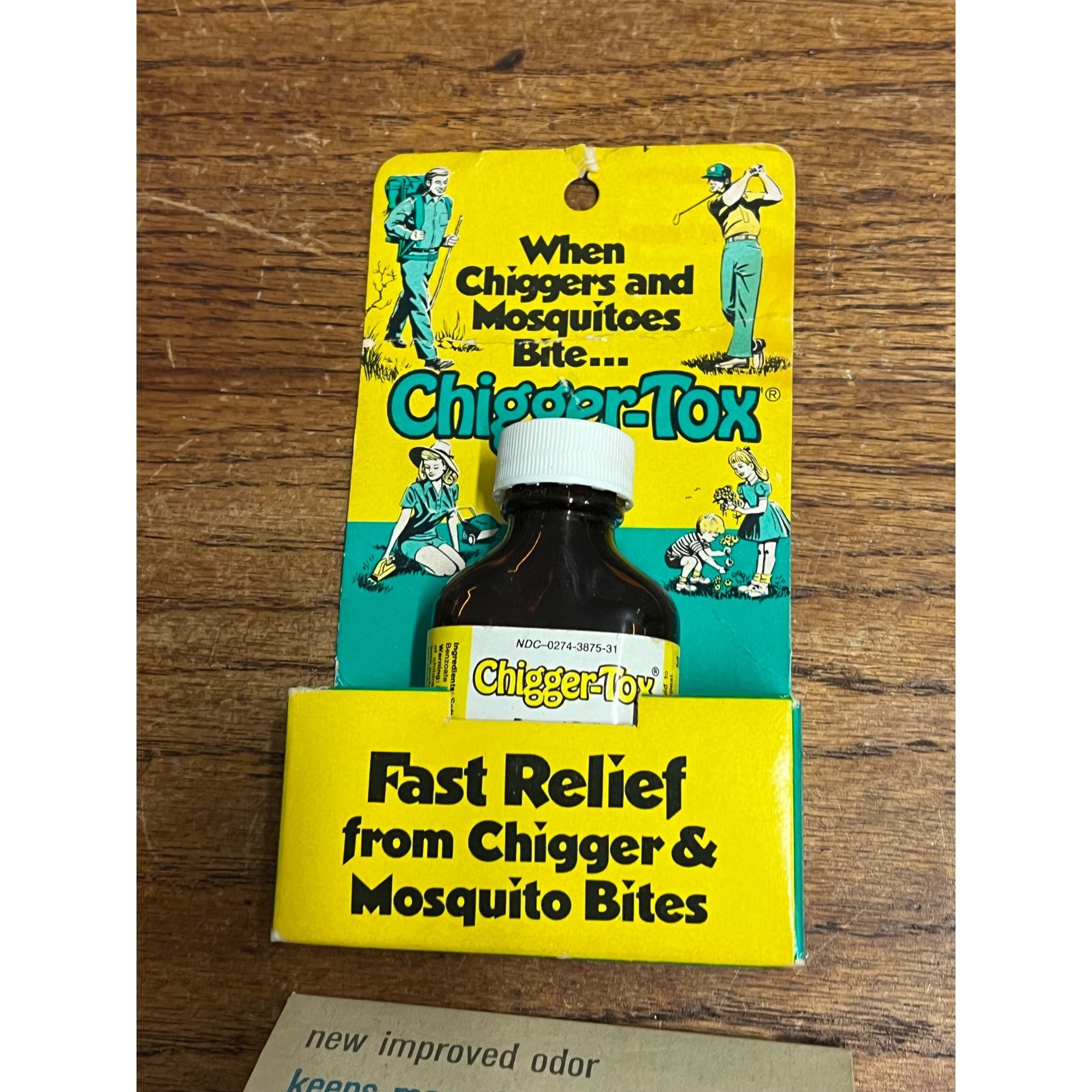 Vintage 1960s Chigger-Tox NOS Store Display Package Bottle Wood Ticks Camping