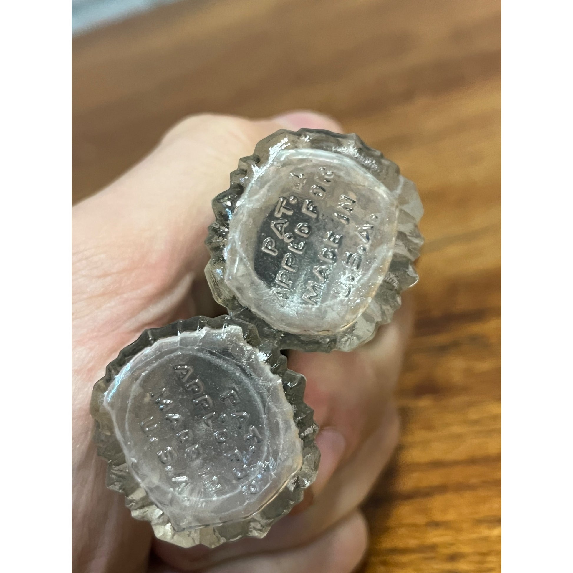 Victorian Press Glass Salt & Pepper Shaker Vintage Set (4) Silver Top PAT APPL'D