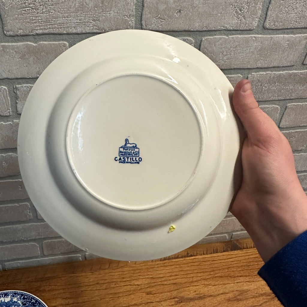 (4) CASTILLO SALAD BOWL 9.25" PETRUS REGOUT MAASTRICHT HOLLAND 1929 FLOW BLUE