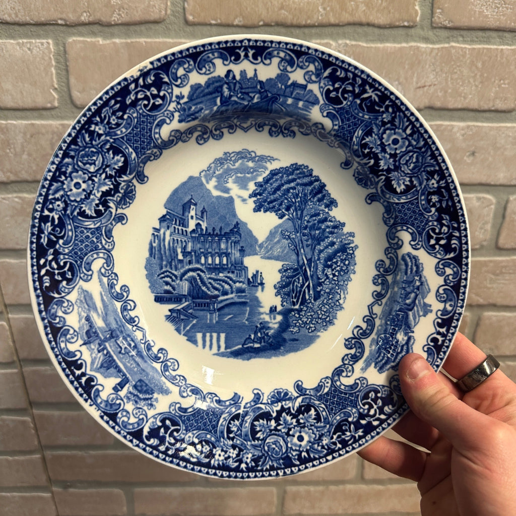 (4) CASTILLO SALAD BOWL 9.25" PETRUS REGOUT MAASTRICHT HOLLAND 1929 FLOW BLUE
