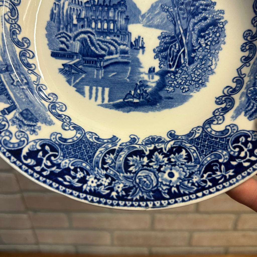 (4) CASTILLO SALAD BOWL 9.25" PETRUS REGOUT MAASTRICHT HOLLAND 1929 FLOW BLUE