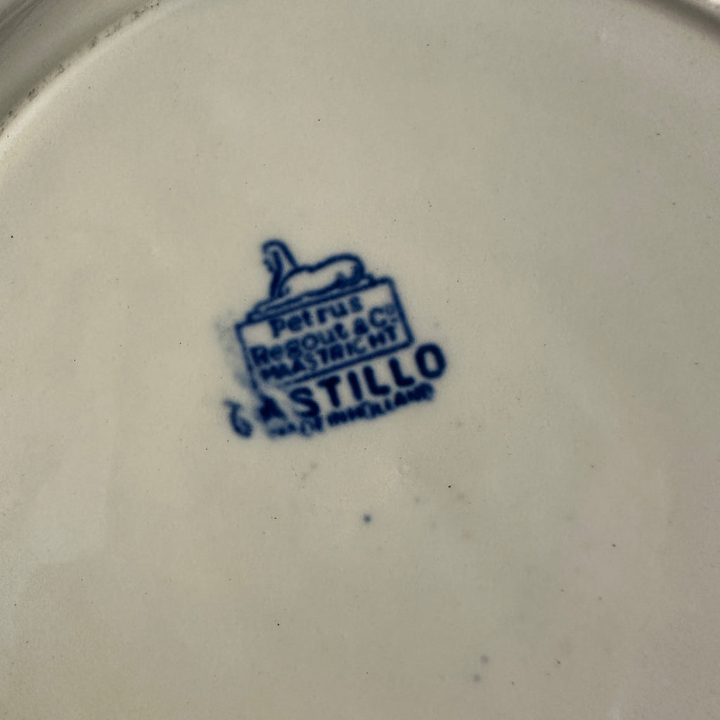 (4) CASTILLO SALAD BOWL 9.25" PETRUS REGOUT MAASTRICHT HOLLAND 1929 FLOW BLUE