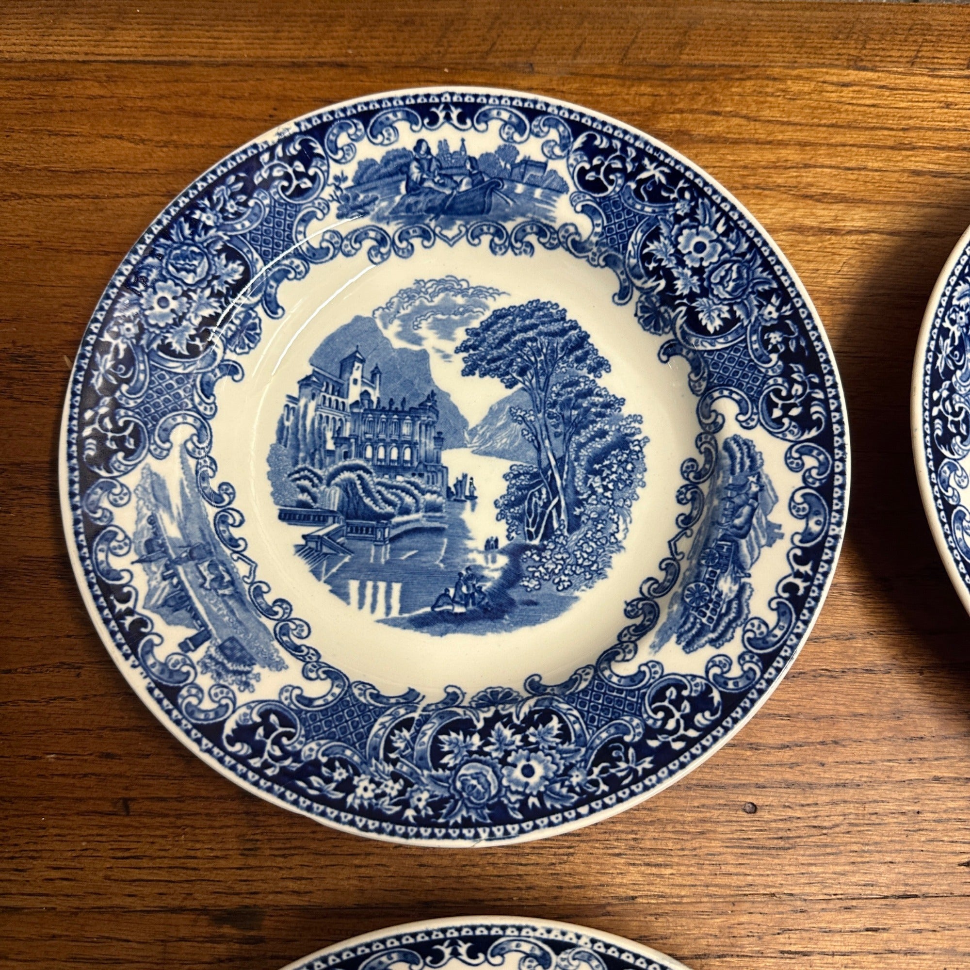 (4) CASTILLO SALAD BOWL 9.25" PETRUS REGOUT MAASTRICHT HOLLAND 1929 FLOW BLUE