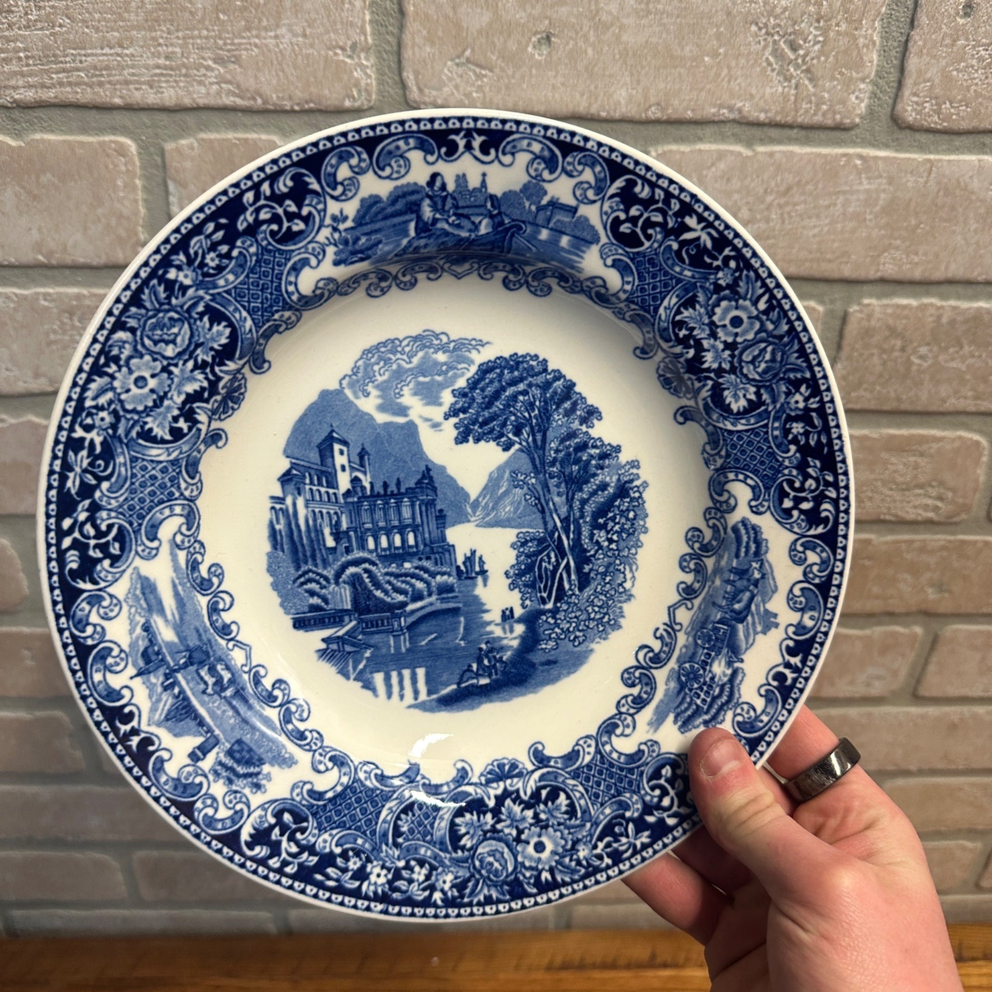 (4) CASTILLO SALAD BOWL 9.25" PETRUS REGOUT MAASTRICHT HOLLAND 1929 FLOW BLUE