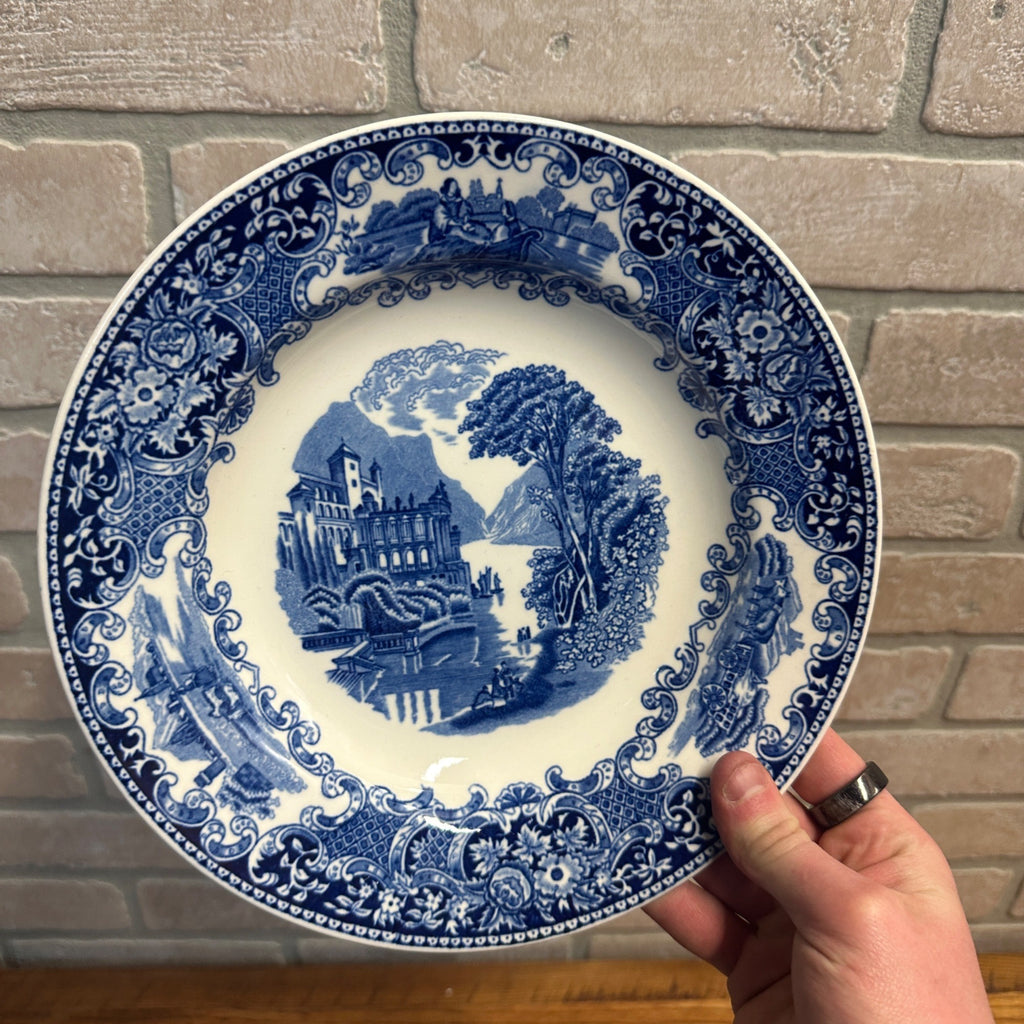 (4) CASTILLO SALAD BOWL 9.25" PETRUS REGOUT MAASTRICHT HOLLAND 1929 FLOW BLUE