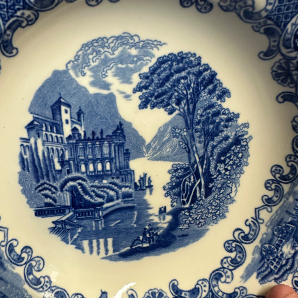 (4) CASTILLO SALAD BOWL 9.25" PETRUS REGOUT MAASTRICHT HOLLAND 1929 FLOW BLUE