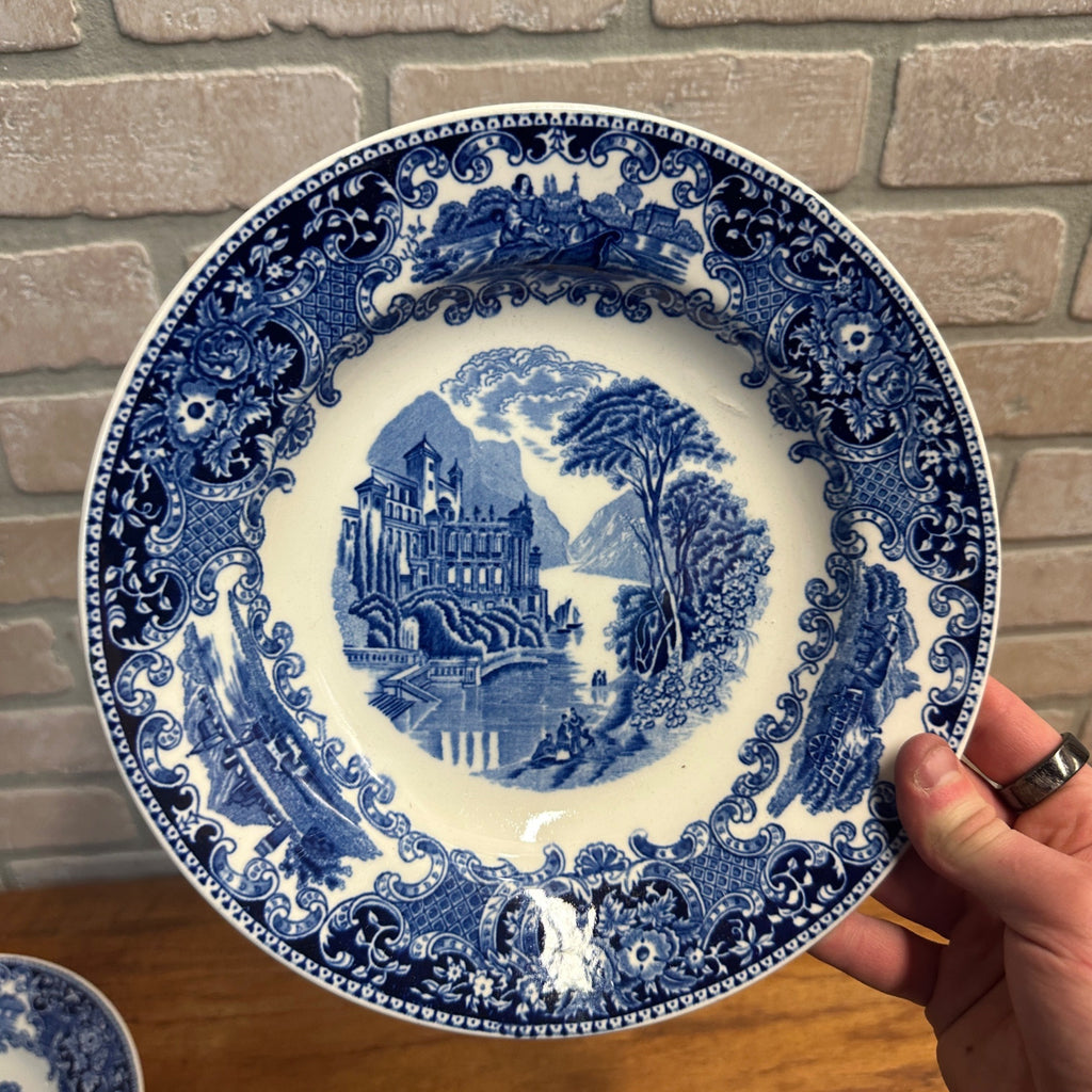 (4) CASTILLO SALAD BOWL 9.25" PETRUS REGOUT MAASTRICHT HOLLAND 1929 FLOW BLUE