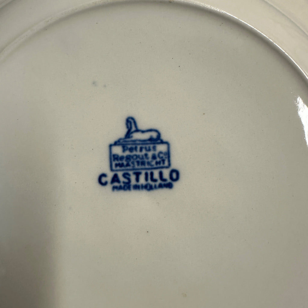 (4) CASTILLO SALAD BOWL 9.25" PETRUS REGOUT MAASTRICHT HOLLAND 1929 FLOW BLUE