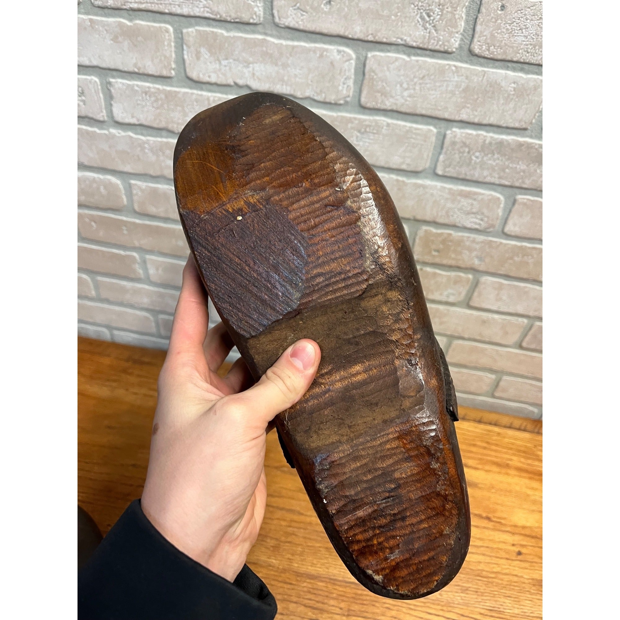 Antique Primitive Wooden Clogs Shoes Folk Art Hand Carved Wood Dutch