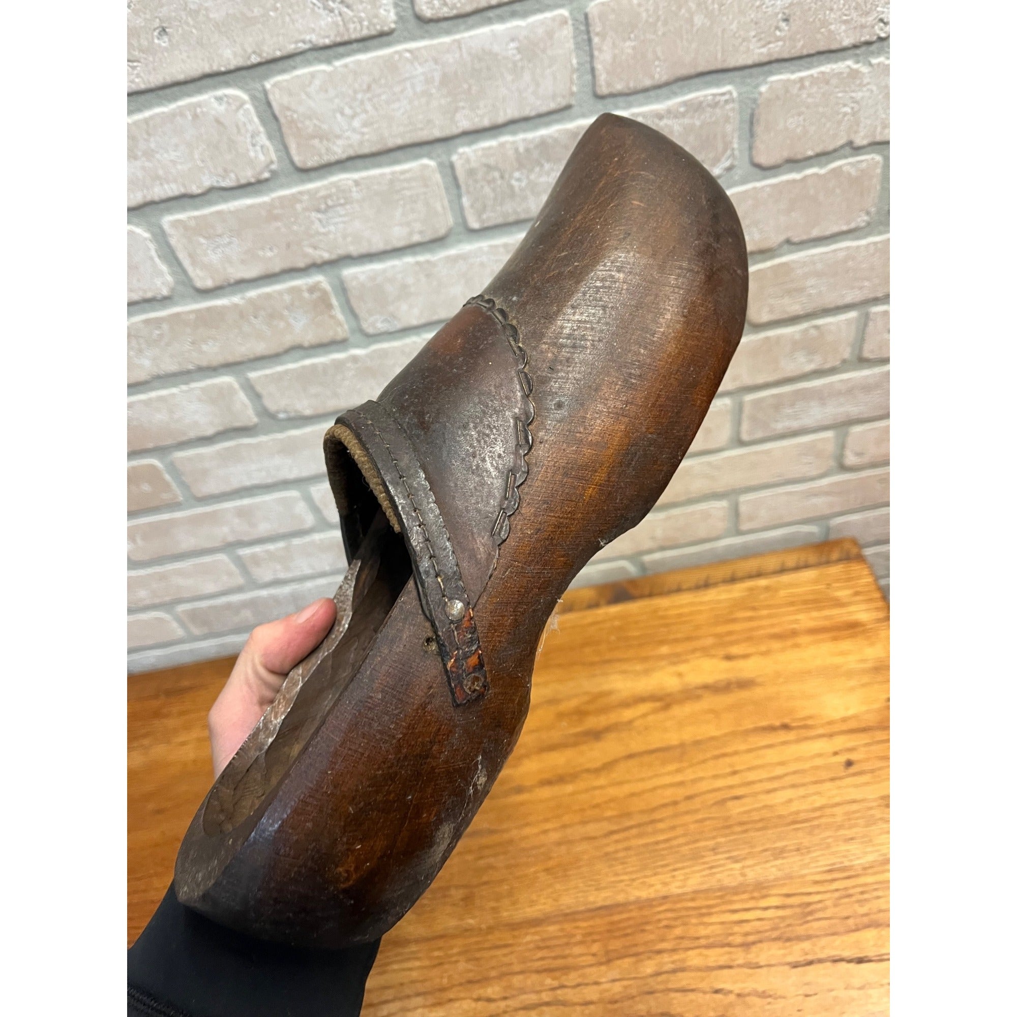 Antique Primitive Wooden Clogs Shoes Folk Art Hand Carved Wood Dutch