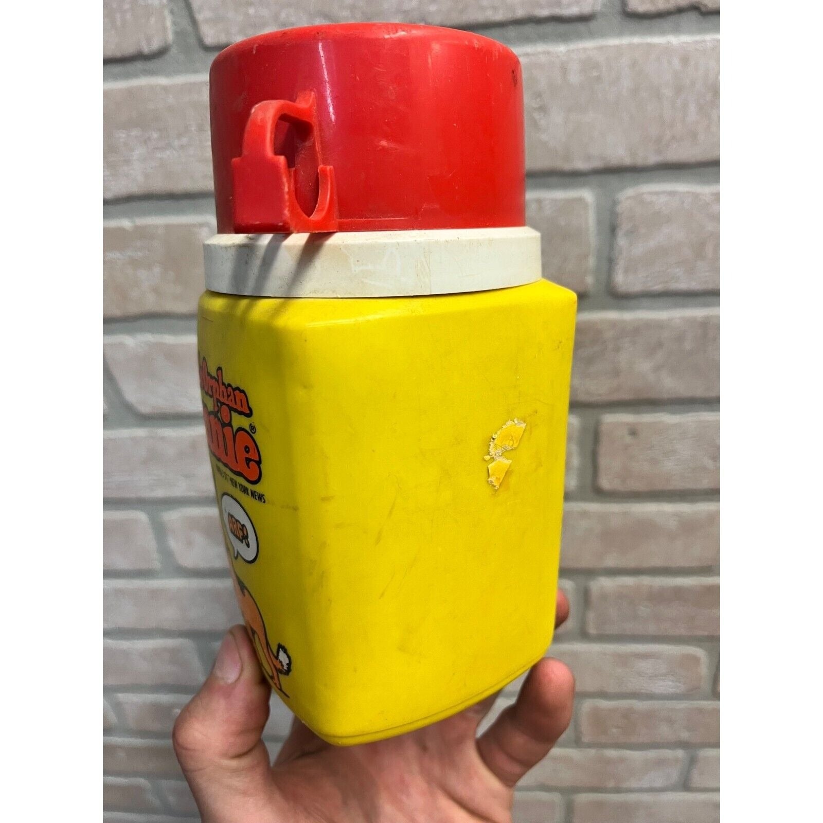 Vintage 1973 Little Orphan Annie Comic Red Yellow Plastic Thermos