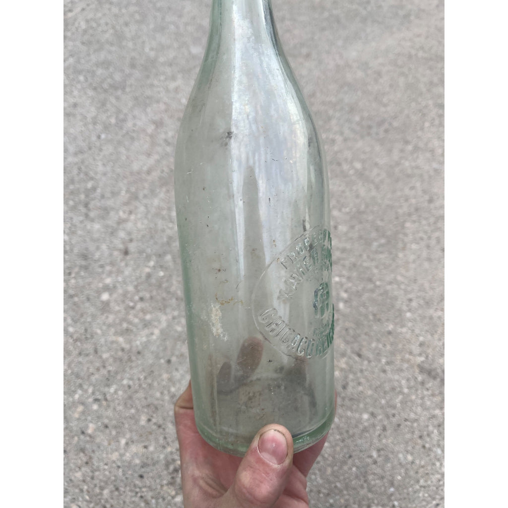 RARE Vintage Xavier Ruesch Chicago Heights IL ILL Embossed Soda Pop Bottle Quart