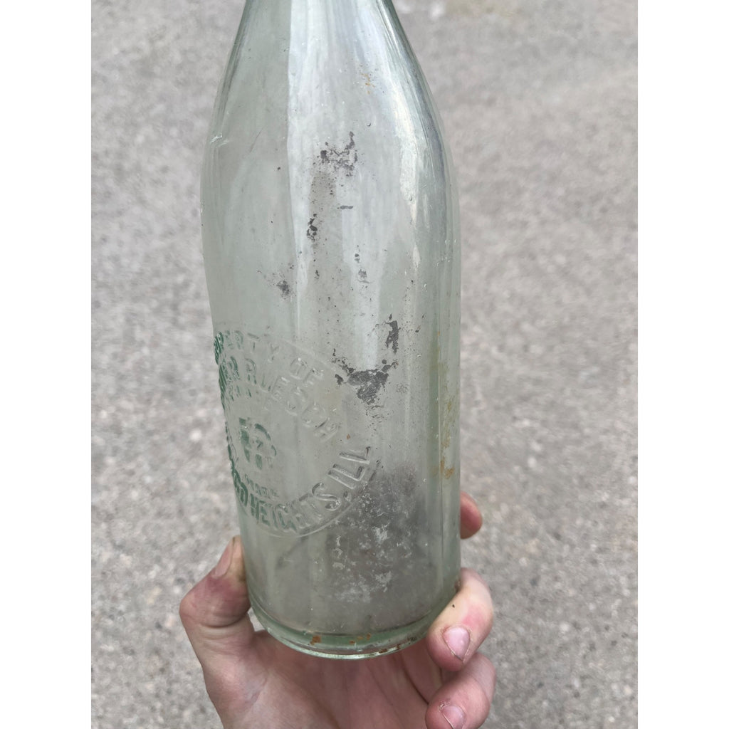 RARE Vintage Xavier Ruesch Chicago Heights IL ILL Embossed Soda Pop Bottle Quart