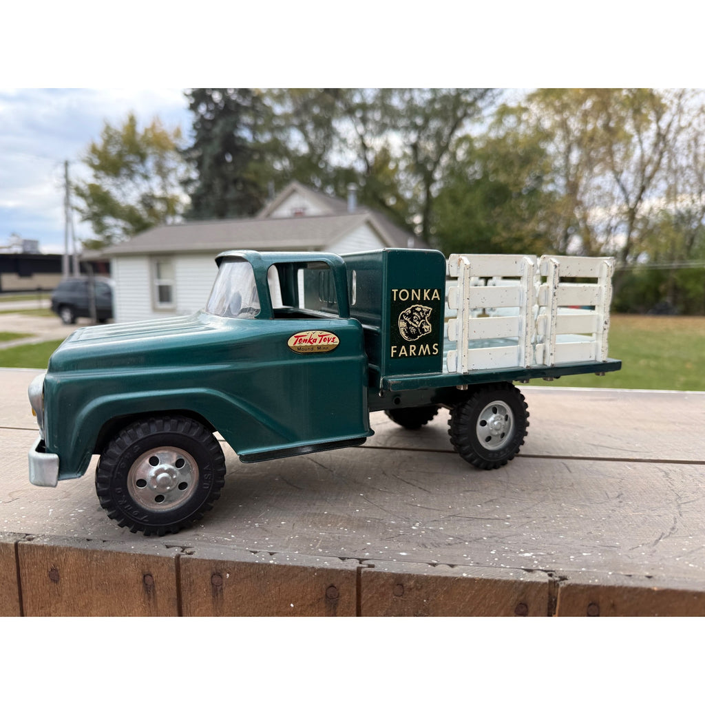 Vintage Tonka Farms Stake Bed Truck Pressed Steel Toy