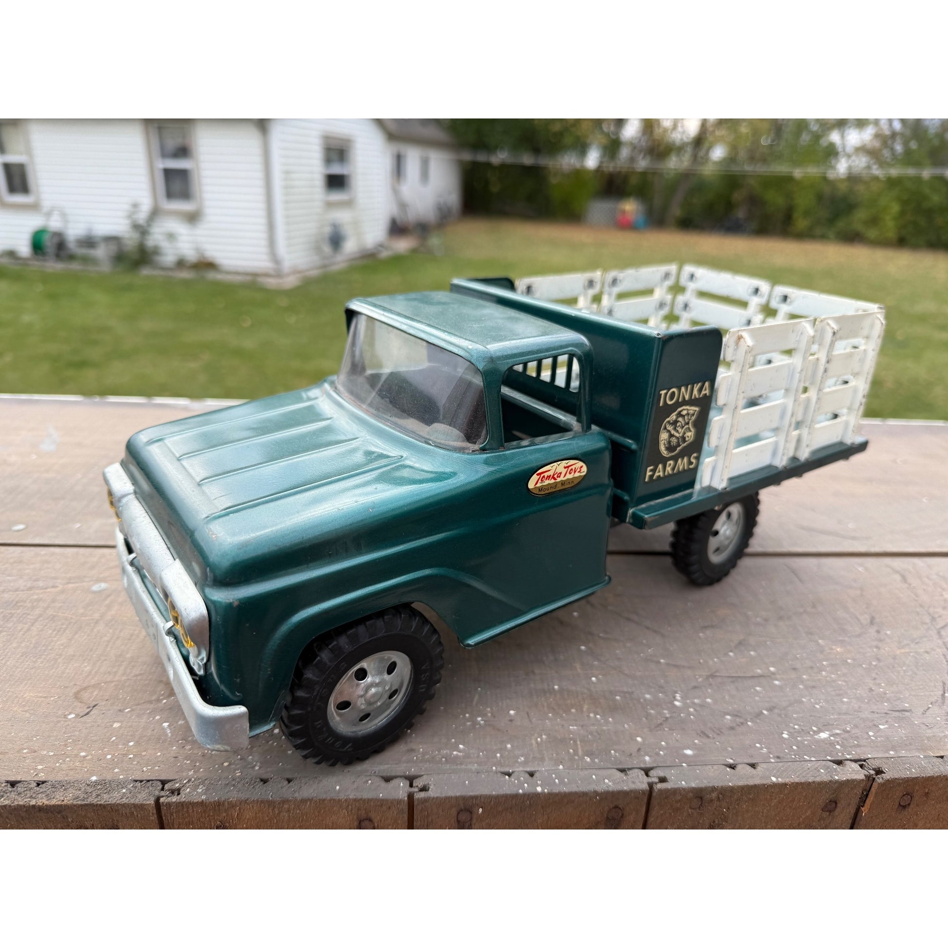 Vintage Tonka Farms Stake Bed Truck Pressed Steel Toy