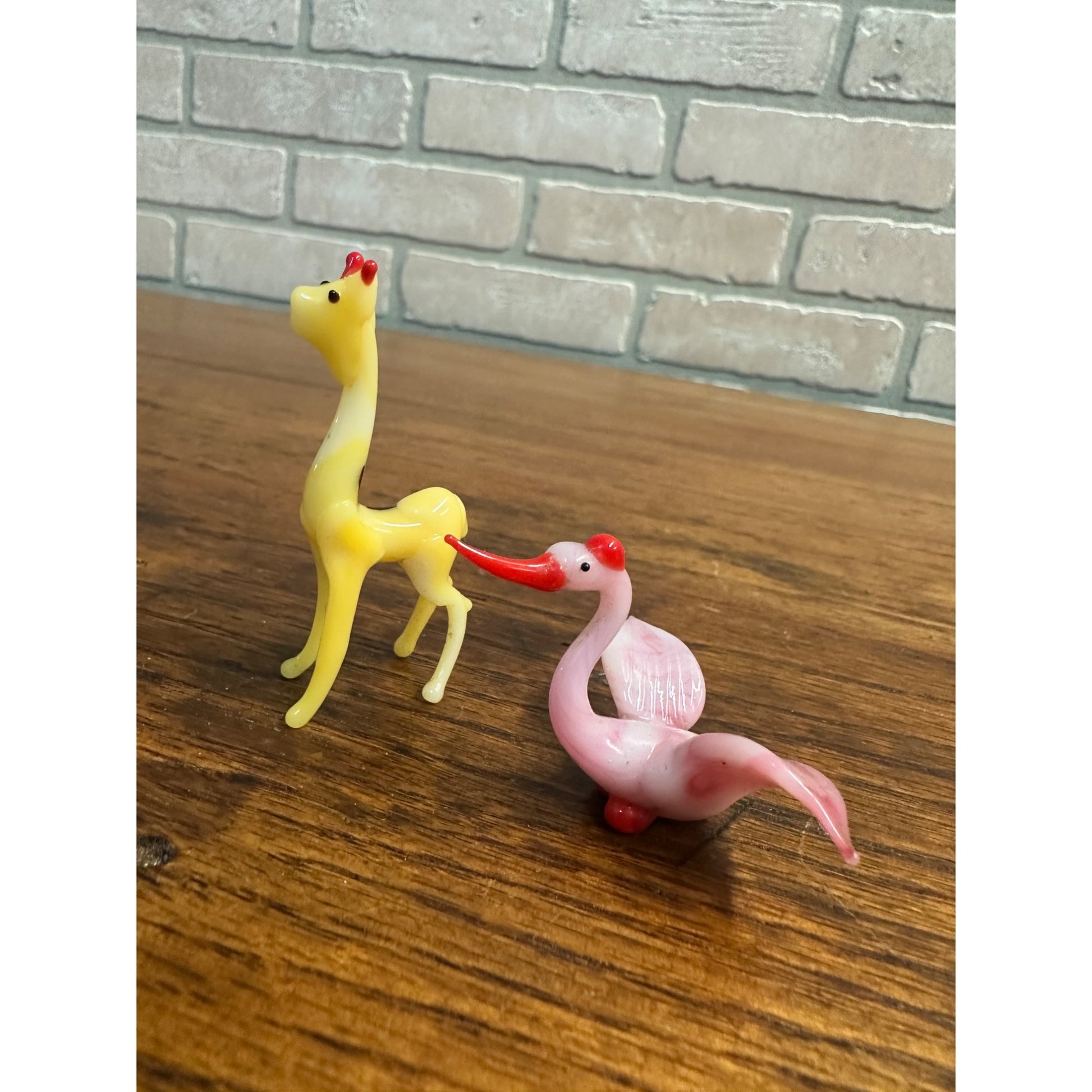 Vintage Murano Style Miniature Hand Blown Glass Figures Giraffe Pin Swan Bird