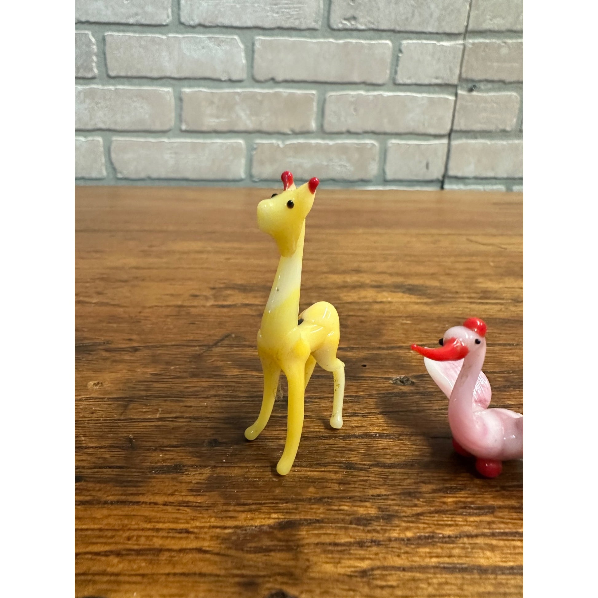 Vintage Murano Style Miniature Hand Blown Glass Figures Giraffe Pin Swan Bird