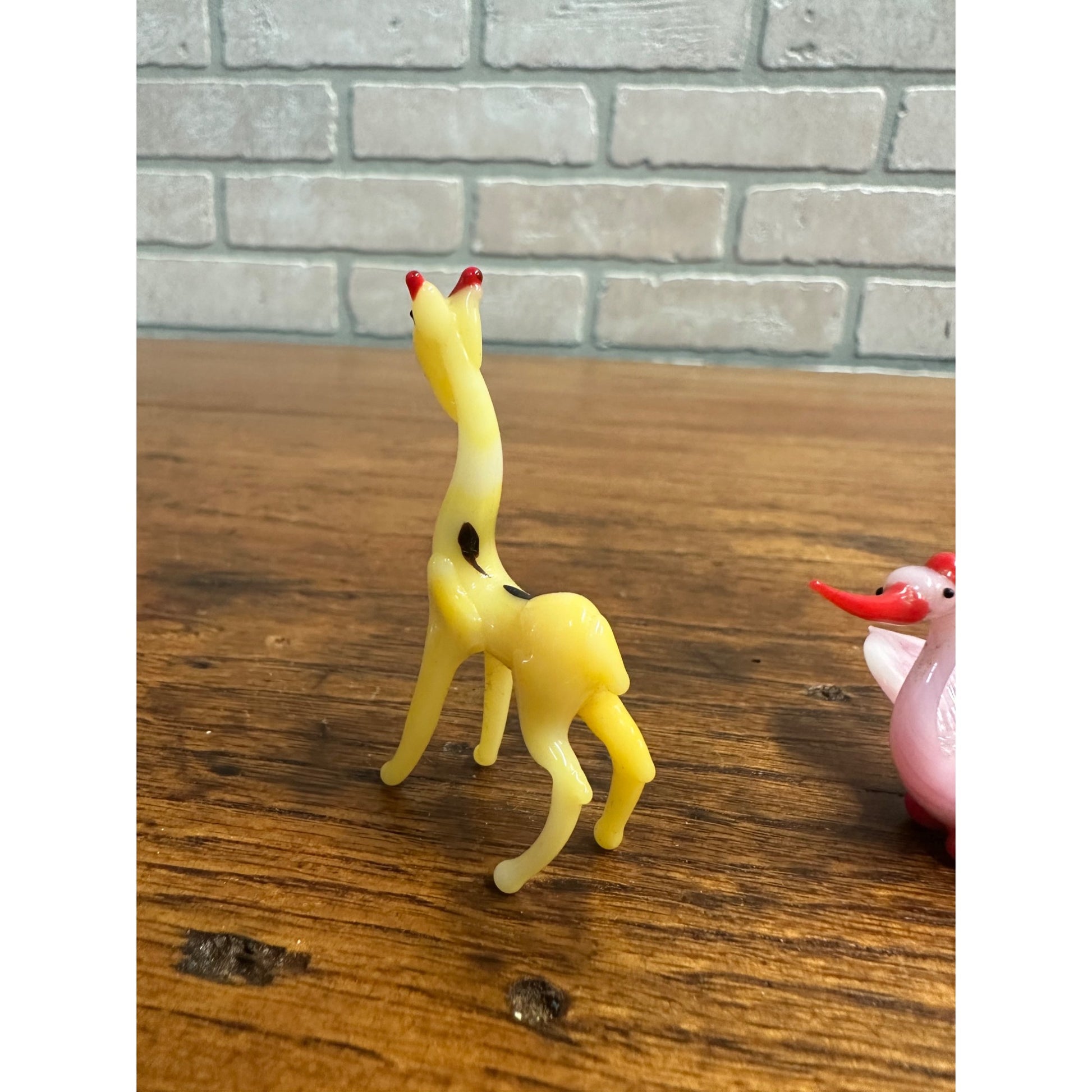 Vintage Murano Style Miniature Hand Blown Glass Figures Giraffe Pin Swan Bird