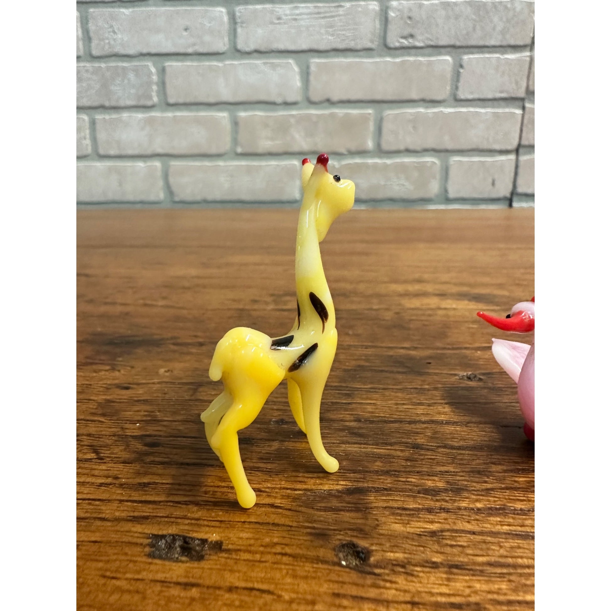 Vintage Murano Style Miniature Hand Blown Glass Figures Giraffe Pin Swan Bird